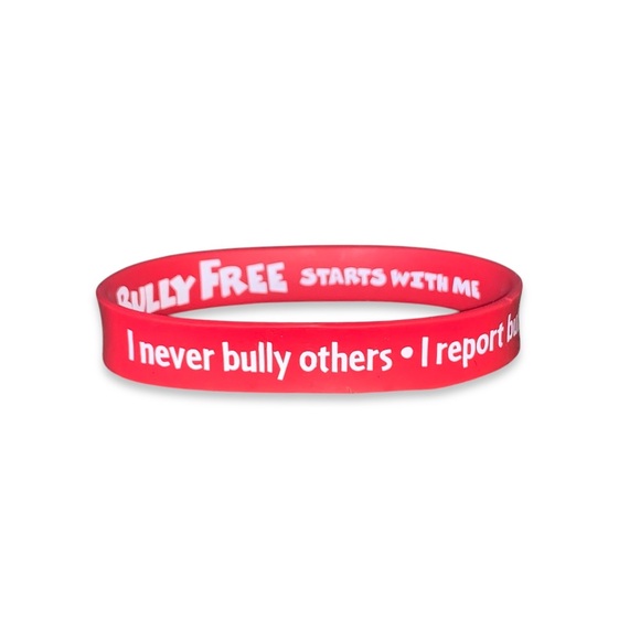 BULLY FREE RED RUBBER BAND BRACELET - Picture 3 of 4